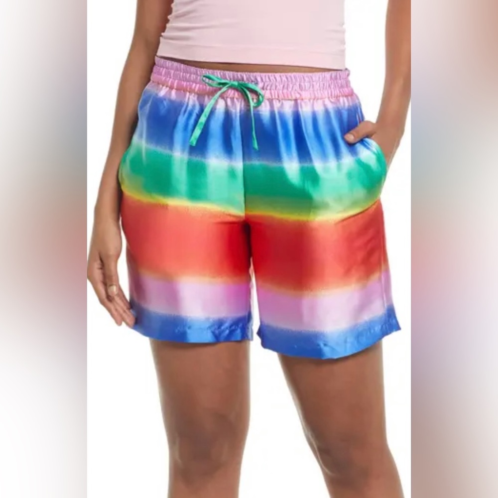 NWT BP Pride Gender Inclusive Satin Rainbow Shorts